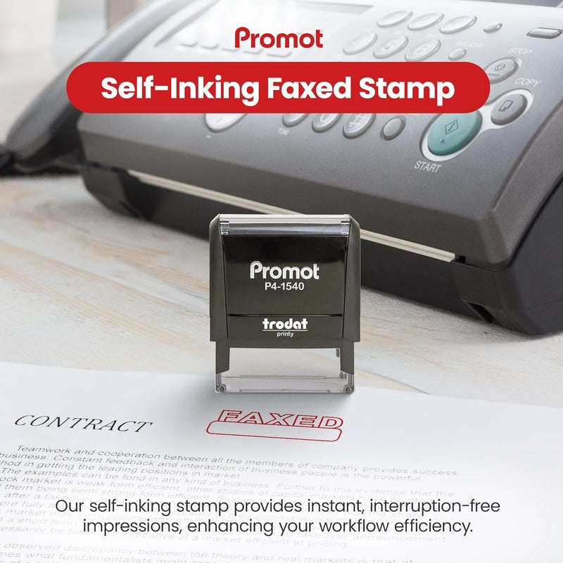 Promot Faxed Self Inking Rubber Stamp - Refillable Faxed Stamper - Business, Bookkeeping, Ordering, Accounting, Work, Office Stamps - Red Ink - Image 2